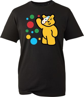 Generic Child in Need Spotty Day 2025 T-Shirt, Pudsey Yellow Bear Support Graphic Tee, Cute Holiday Charity Mascot Top, Unisex Gift Shirt (Black, 9 Years)