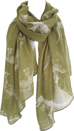 GlamLondon Womens Dinosaurs Print Scarf (Green)