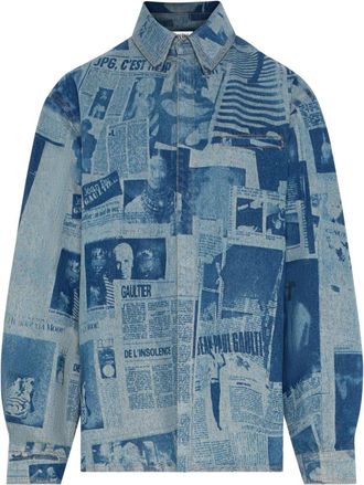 Jean Paul Gaultier Camicia denim con stampa - Blu