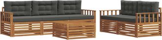 vidaXL Conjunto De Sof&aacute;s De Exterior 6 Uds. Natural Y Antracita Vidaxl