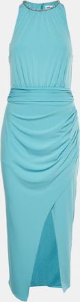 Self Portrait Blue Jersey Halter Midi Dress