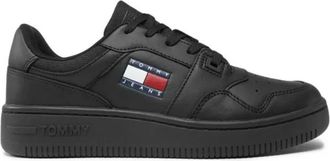 Tommy Hilfiger Retro Basket Ess Low Top Sneakers - Dames - Sneakers - Zwart - 36 EU - Leer - Schoenen