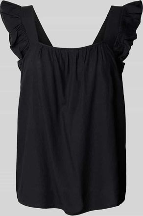 Pieces Relaxed Fit Top aus Viskose-Leinen-Mix Modell PIA in Black, Gr&ouml;&szlig;e S