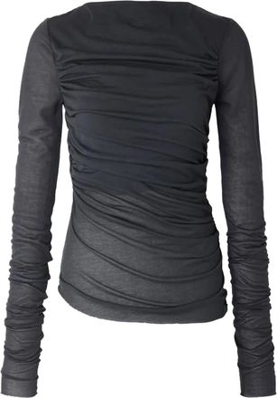 SOEUR Fitted Long-Sleeve Top with Ruched Detailing
