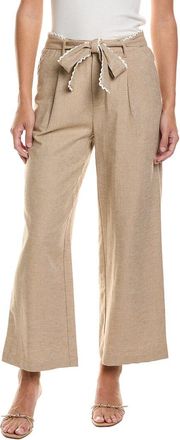 CeCe by Cynthia Steffe Tie Waist Wide Leg Linen-Blend Pant