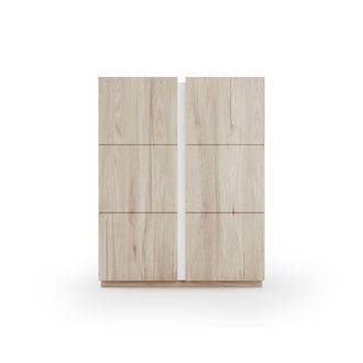 HERDASA Zapatero melamina roble claro detalle blanco 122x95x35 cm