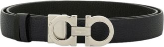 Ferragamo SALVATORE FERRAGAMO Double Gancini Thin Womens 674261 Black/Blue Belt