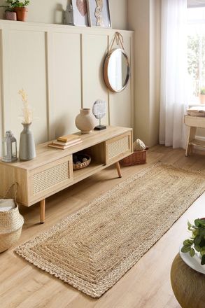 Origin Store Jute Border Natural White in Light Sand | Size: 160 cm x 230 cm