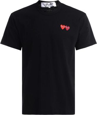 Comme Des Gar&ccedil;ons Zwart katoenen T-shirt met dubbel hart - Heren - T-shirts - Zwart - XL - Katoen - Tops