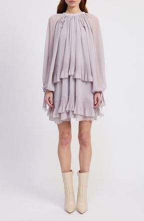 En Saison Nicolette Tiered Ruffle Long Sleeve Trapeze Dress in Lavender at Nordstrom Rack, Size X-Small