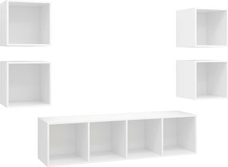 vidaXL Juego De Muebles De Sal&oacute;n 5 Piezas Madera Ingenier&iacute;a Blanco Vidaxl