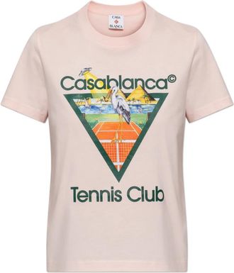 Casablanca Tennis Club Icon T-Shirt - Dames - T-shirts - Roze - S - Katoen - Tops