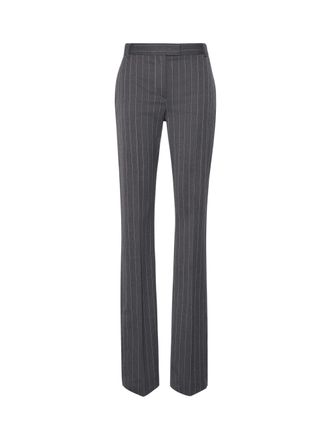 Sportmax Pinstripe Slim Flared Trousers with Flap Detail