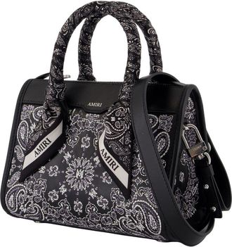 Amiri Womens Bandana Micro Triangle Purse - Amiri Leather Black Calfskin Bags Handbags-Purses