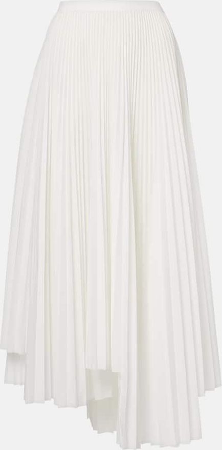 Pliss&eacute; asymmetric muslin maxi skirt