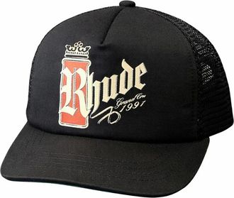 Rhude Caps, unisex, Black, Size: ONE SIZE Embroidered Cap Hat