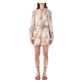 Zimmermann Luna Ruffle Playsuit - Dames - Playsuits - Veelkleurig - S - Jumpsuits & Playsuits
