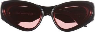 Loewe Signature 52mm Cat Eye Sunglasses in Shiny Black /Blue at Nordstrom