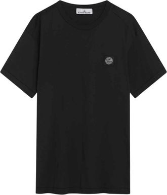Stone Island Katoenen T-shirt met logopatch - Heren - T-shirts - Zwart - 2XL - Katoen - Tops