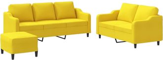 vidaXL Vidaxl - Juego De Sof&aacute;s Con Cojines 3 Piezas Tela Amarillo Claro