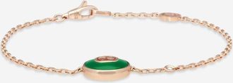 Gucci Interlocking G 18k Rose Gold Green Agate and Diamond Bracelet - YBA786556002
