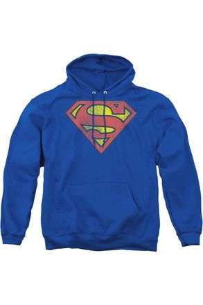 Gildan DC Comics Retro Supes Logo Distressed Adult Pull Over Hoodie / Hooded Sweatshirt