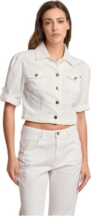 Kocca Cropped Katoenen Top in Jasjesstijl - Dames - Spijkerjassen - Wit - L - Katoen - Jassen
