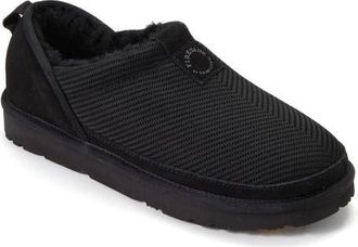 Dearfoams Fireside Sport Knit And Suede Water Repellent Slip On Shoetie in Black at Nordstrom, Size 10