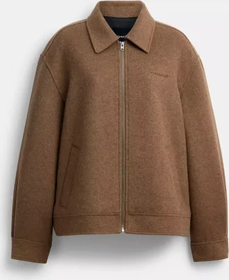 Coach Zip Front Wool Jacket