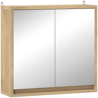 HOMCOM Armario con espejo 48x14.5x45 cm madera natural