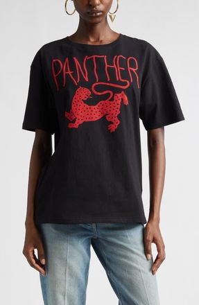 Valentino Panther Graphic T-Shirt in Black/Red at Nordstrom, Size Xx-Small
