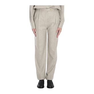 The Row Straight Trousers, female, Beige, Size: 2XS Wide-Leg Pleated Trousers