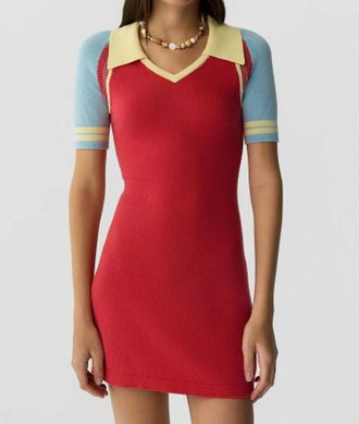 Guest In Residence Ace Polo Mini Dress In Scarlet Combo