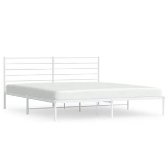 Berkfield Home Metal Bed Frame with Headboard White 193x203 cm