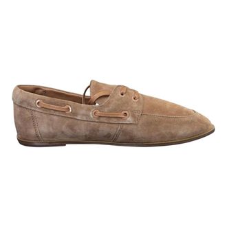 Calvin Klein Schoenen, Dames, Beige, 41 EU, Leer, Ess Boatshoe Suede