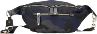 Valentino Pre-owned Belt Bags, male, Blue, Size: ONE SIZE Pre-owned Rockstud Camouflage Nylon Leather Waist Bag