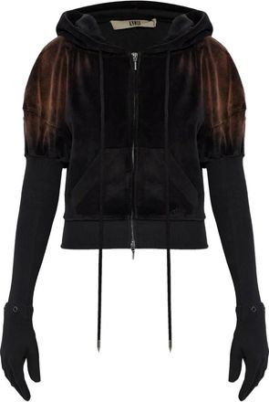 Charlotte Knowles Paris zip-fastening velvet hoodie - Brown