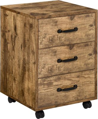 HOMCOM Rolling File Cabinet with 3 Drawers - Under Desk Mobile Filing Organizer | TJ Hughes