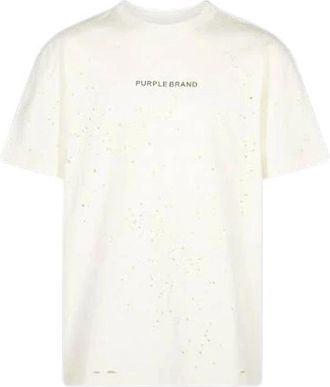 Purple T-shirt met vintage effect - Heren - T-shirts - Wit - M - Katoen - Tops