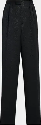 Dries Van Noten Men & apos;s Preaches Floral Jacquard Wide-Leg Pleated Trousers