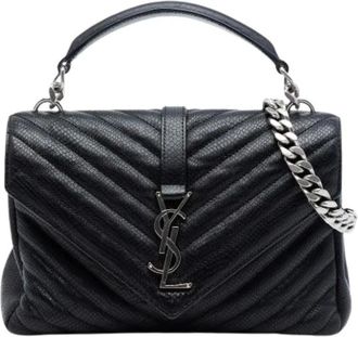 Saint Laurent Pre-owned Handbags, female, Black, Size: ONE SIZE Pre-owned The College Satchel