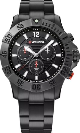 Wenger Swiss Army Mens 01.0643.121 Seaforce Black Dial Watch 43 mm