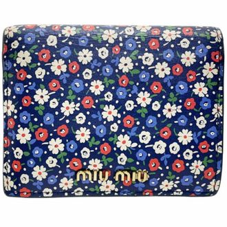 Miu Miu Multi-Color Navy Leather Wallet (Bi-Fold) (Pre-Owned)