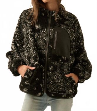 Promesa Chasing Dreams Paisley-Print Fleece Zip-Up Jacket In Black