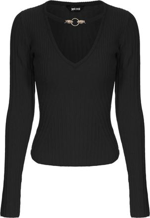 Just Cavalli Truien - Dames - V-hals truien - Zwart - L - Truien & Vesten