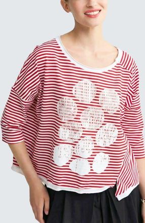 Luukaa D'Celli Tessa Striped Jersey Top in Mandarin Strip at Nordstrom, Size X-Large