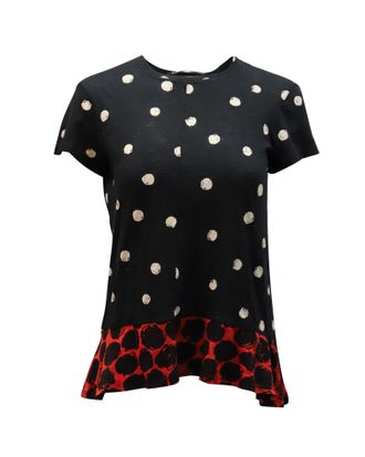 Proenza Schouler Short-Sleeves Polka Dotted-Print T-Shirt in Multicolor Cotton