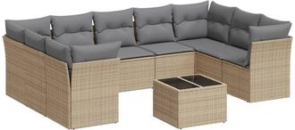 vidaXL Juego De Sof&aacute;s Jard&iacute;n Con Cojines Beige 10 Pzas Rat&aacute;n Sint&eacute;tico Vidaxl