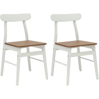 vidaXL Dining Chair 2 pcs White and Natural 43 x 44.5 x 77 cm vidaXL