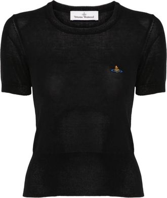 Vivienne Westwood Zwarte Signature Orb Logo Crew Neck - Dames - T-shirts - Zwart - M - Tops
